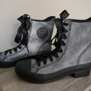 Converse High Tops - washed gray/ black - lug sole heel - NWOT - size 8.5